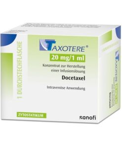 Buy Taxotere 20 MG (Docetaxel) (1 vial) at an affordable cost. It's used to treat Breast Cancer, Non-small Cell Lung Cancer, Castration-Resistant Prostate Cancer, Gastric Adenocarcinoma, Squamous Cell Carcinoma of the Head and Neck. Taxotere® is produced by Sanofi SA®, and sourced from authorized distributors in countries where drug costs are low.