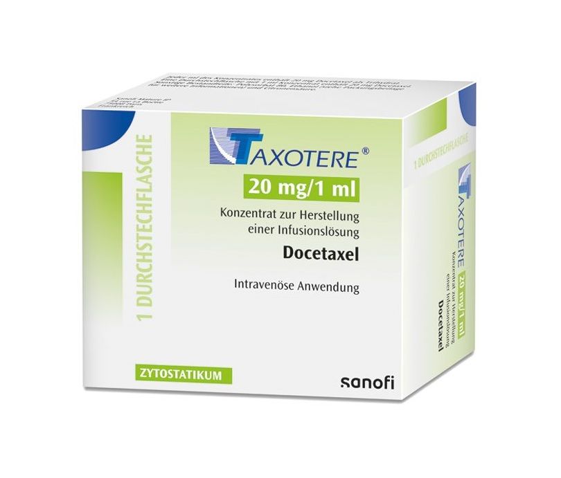 Buy Taxotere 20 MG (Docetaxel) (1 vial) at an affordable cost. It's used to treat Breast Cancer, Non-small Cell Lung Cancer, Castration-Resistant Prostate Cancer, Gastric Adenocarcinoma, Squamous Cell Carcinoma of the Head and Neck. Taxotere® is produced by Sanofi SA®, and sourced from authorized distributors in countries where drug costs are low.